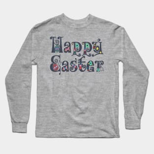 Elegant Vintage Decorative Happy Easter Typography Long Sleeve T-Shirt